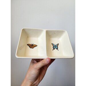 Rae Dunn off white butterfly double trinket tray